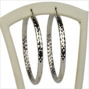 Large59mm DiamondCut Hoop Earrings Sterling Silver
